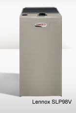 A Lennox infinity gas furnace in white background.
