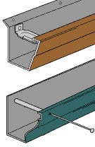 Diagram of a rain gutter mounting system, including hidden hanger and spike.