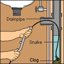 If necessary, run the drain augur through the branch pipe