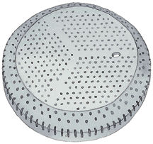 Swimming pool drain cover over a white background.