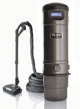 Beam central vacuum system, including a powerhead, hose, and power unit.