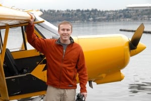 Christian piloting a seaplane in Seattle