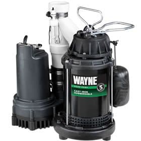 This sump pump system has a primary plug-in pump and a secondary pump that runs on a 12-volt battery. Photo: Wayne