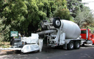 Concrete can be pumped through heavy duty hoses from the street to job site.