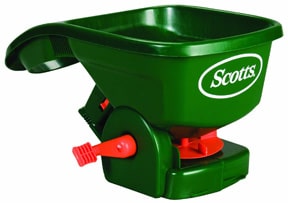 Handheld seed spread broadcasts seeds in a consistent pattern. Photo: Scotts