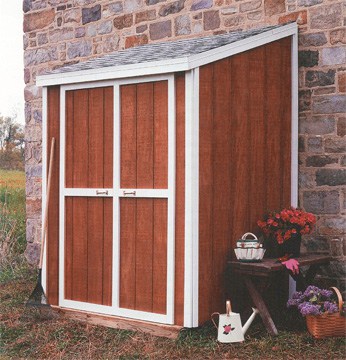 Lean-to shed provides simple shelter for yard gear and more. Photo 