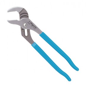 Channellock tongue and groove pliers with blue comfort grips.