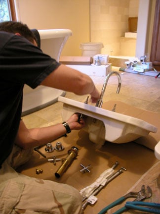how to install a faucet sink removed