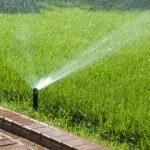 popup sprinkler watering lawn