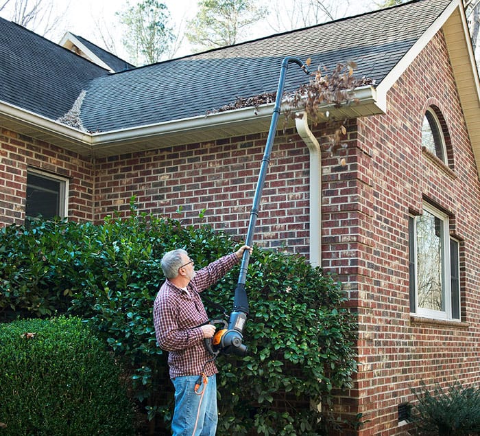 gutter cleaning with blower