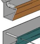 Diagram of a rain gutter mounting system, including hidden hanger and spike.