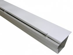 A solid-top, reverse-curve gutter guard over a white background.