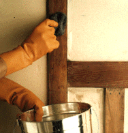 Wear rubber gloves when using paint stripper for removing paint.