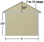 Diagram of a gable shed's side view including dimensions.