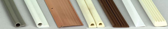 Different types of self-stick, pliable-gasket, door and window weather stripping.