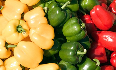 yellow, green, and red bell peppers