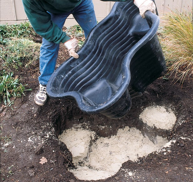 test fitting garden pool liner