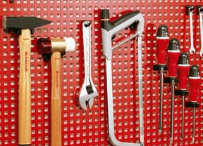 garage storage metal pegboard with hangers