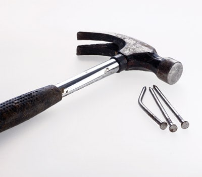 A curved-claw hammer is an essential for every household. 