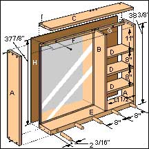 kids mirror shelf DIY project assembly details