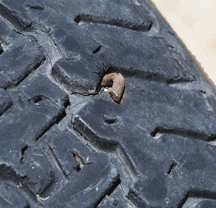nail damage in car tire