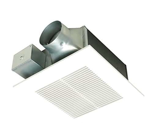 Low-profile bathroom fan fits in 2x6 ceiling framing. Buy on Amazon.