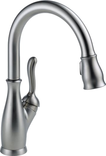 Single-handle pull-down gooseneck faucet with stainless steel finish