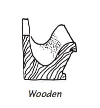 Black and white illustration of a u-shaped wooden gutter.