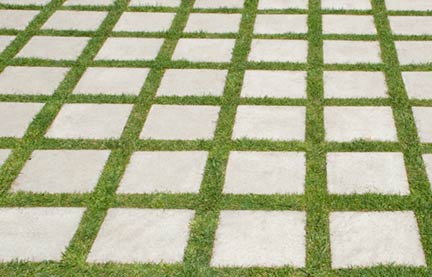 concrete pavers grass