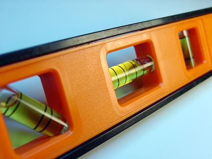 Spirit level including horizontal, vertical, and 45° vials.