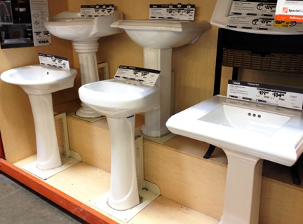 Pedestal sinks are sold in many styles and configurations.