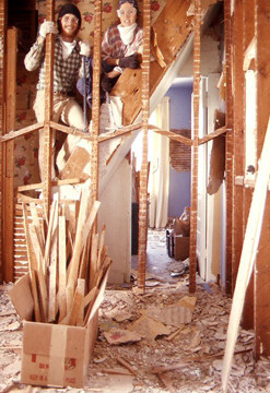 Tearing out a plaster wall gives dust and debris new meaning.