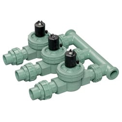 Sprinkler valve manifold combines several valves in a single unit. Photo: Orbit