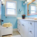 white painted cabinets in bathroom