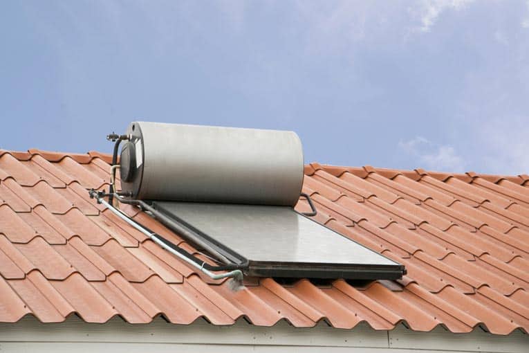solar water heater on roof