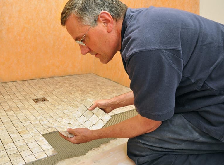 Installing Mosaic Tile Hometips, How To Lay Mosaic Tile In Shower Floor