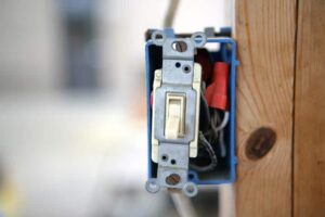 Nail-on electrical box is easily nailed in place. Note that the face of the box extends out 1/2-inch from stud to allow for drywall.