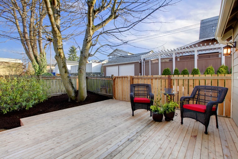 wood deck wood fence
