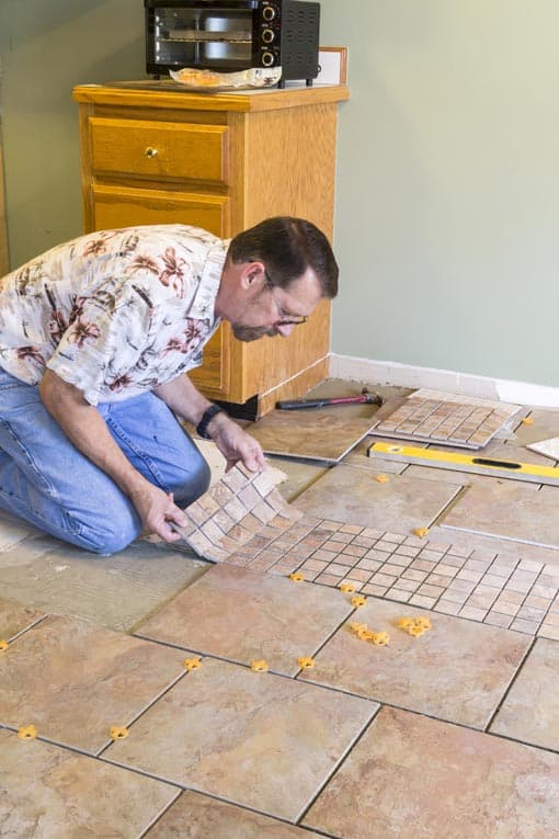 installing floor tile dry run