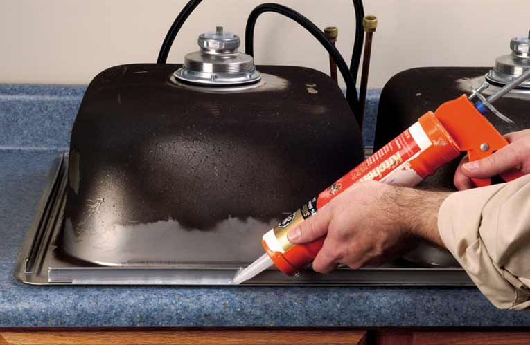 caulking a kitchen sink