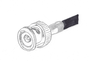 Black and white illustration of a BNC cable connector.