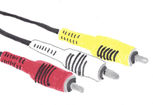 Colored illustration of 3 RCA connectors.