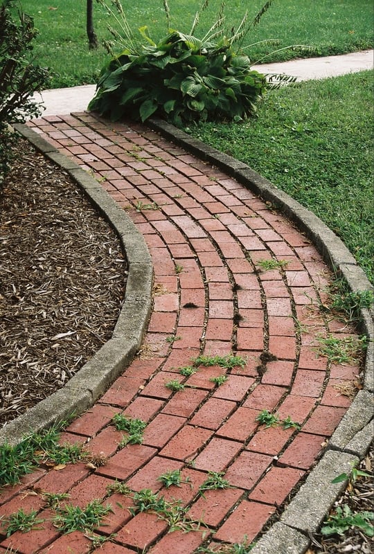 curving brick garden path