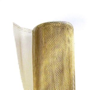 A roll of bronze wire mesh in white background.