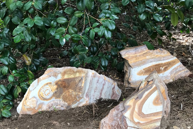 natural stones with swirling patterns