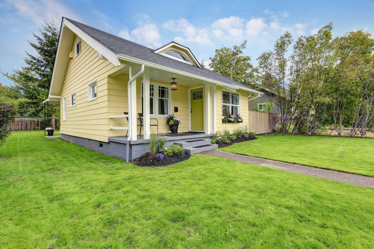 Small American yellow house exterior