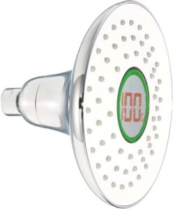 WaterHawk low flow showerhead with temperature and water usage display