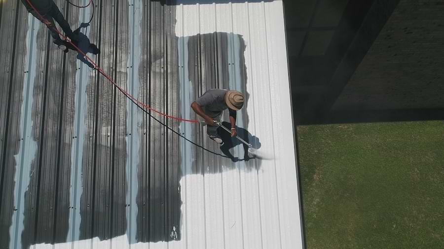 spray painting metal roof