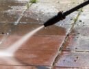 pressure washing brick surface