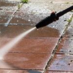 pressure washing brick surface